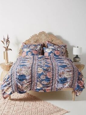 Anthropologie Marjorie King Duvet Cover 2 King Shams 20x36 | Floral Bedding Set